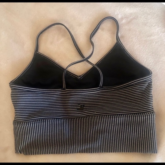 GLYDER NWOT PREMIER BLACK/ ADOBE ROSE STRIPE WORKOUT BRA AND LINEAR LEGGING SET - Picture 5 of 16